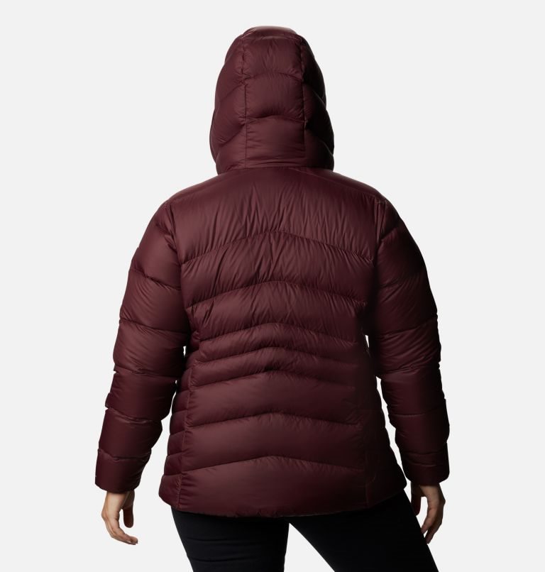 Women's Columbia Autumn Park Hooded Down Jackets Burgundy | Plus Size CA-ZAC61